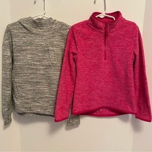 Athletic Works Girls Gray Marbled Hoodie & Pink Half-Zip Pink Fleece XS (4-5)